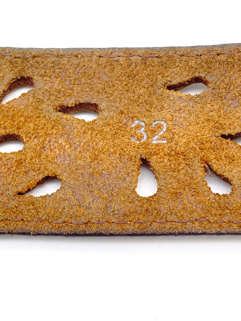 Tony Lama Leather Belt Size 32 Brown Tooled Cutout Western Floral Silver Buckle - Picture 10 of 12